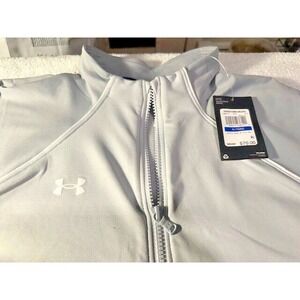 Under Armour Womens XL Layer Up Full Zip Jacket Light Gray 1360774-014 NWT